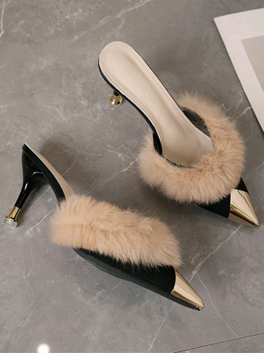 SHEIN Lux Fur mules