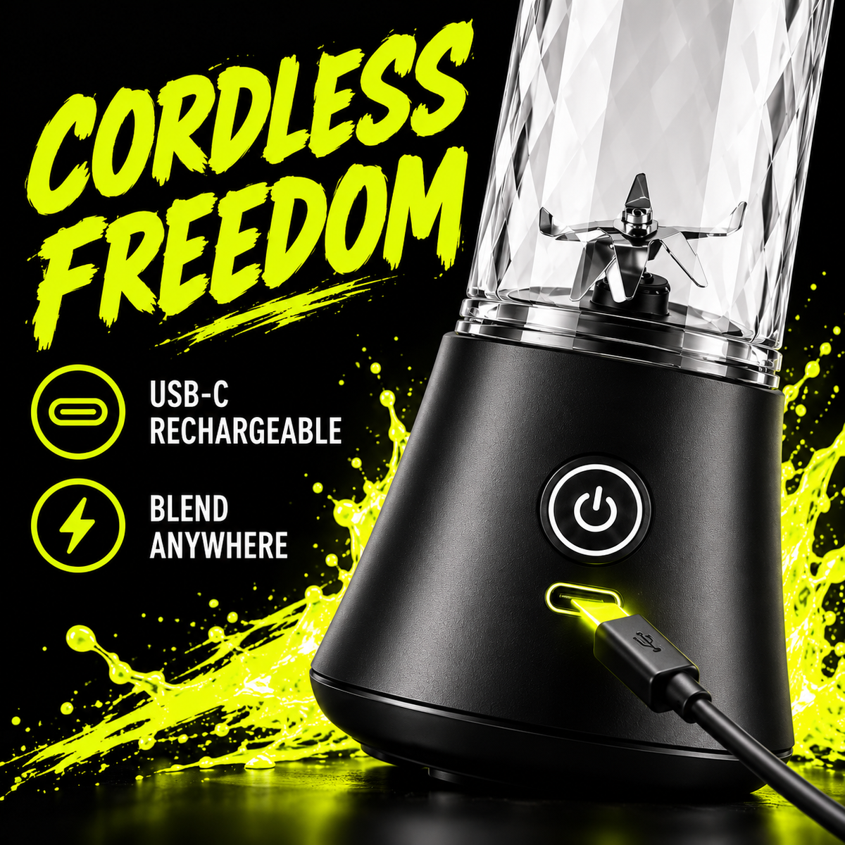 STEPIFY cordless USB-C rechargeable blender close-up